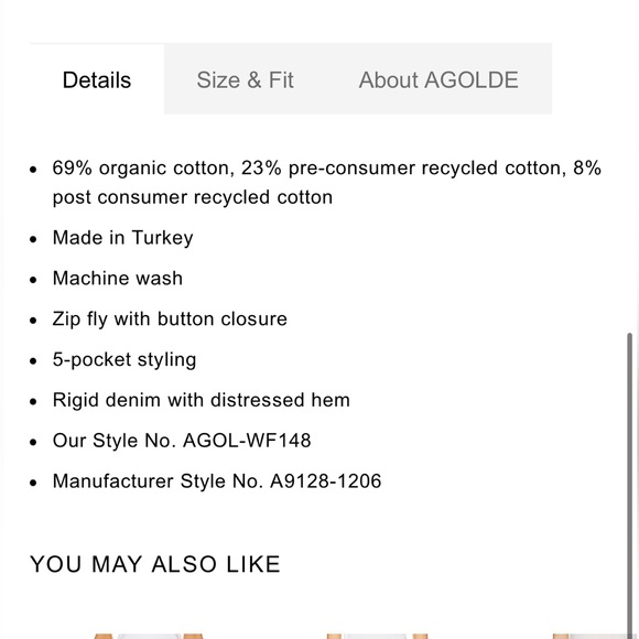 NWT Agolde Stella High Rise Baggy Shorts in Agreement Size 23 - Picture 5 of 15